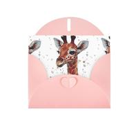 YUGTAEE Pink Greeting Card Stylish Animal Giraffe Printed 4x6in for Christmas, children's birthdays, Valentine's Day, wedding anniversaries, and party invitations