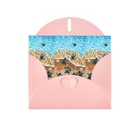 YUGTAEE Pink Greeting Card Turtle crawling on the beach Printed 4x6in for Christmas, children's birthdays, Valentine's Day, wedding anniversaries, and party invitations