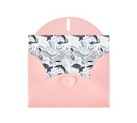 YUGTAEE Pink Greeting Card Turtle Octopus Pattern Ocean Theme Printed 4x6in for Christmas, children's birthdays, Valentine's Day, wedding anniversaries, and party invitations
