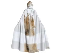 Yugtaee Polar Bear Printed Halloween Adult Hooded Cape Cloak For Role-Playing, Stage Costumes, Parties Easy Care