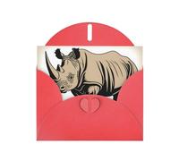 YUGTAEE Red Greeting Card animal rhino Printed 4x6in for Christmas, children's birthdays, Valentine's Day, wedding anniversaries, and party invitations