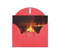 YUGTAEE Red Greeting Card Beautiful bonfire Printed 4x6in for Christmas, children's birthdays, Valentine's Day, wedding anniversaries, and party invitations