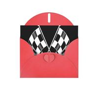 YUGTAEE Red Greeting Card Black White Formula Checkered Flags Pattern Printed 4x6in for Christmas, children's birthdays, Valentine's Day, wedding anniversaries, and party invitations