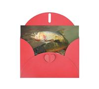 YUGTAEE Red Greeting Card Brook Trout Fly Fishing Printed 4x6in for Christmas, children's birthdays, Valentine's Day, wedding anniversaries, and party invitations