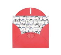 YUGTAEE Red Greeting Card Cute Penguin Printed 4x6in for Christmas, children's birthdays, Valentine's Day, wedding anniversaries, and party invitations