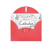 YUGTAEE Red Greeting Card Math Geometry Geek Calculus Printed 4x6in for Christmas, children's birthdays, Valentine's Day, wedding anniversaries, and party invitations