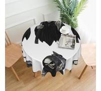 YUGTAEE Round Decorative Tablecloth - 60 in Grim-Reaper Printing Soft Wrinkle-Resistant for Dining Tables and Parties