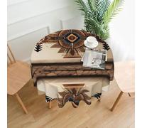 YUGTAEE Round Decorative Tablecloth - 60 in Native American Painting Printing Soft Wrinkle-Resistant for Dining Tables and Parties