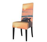 YUGTAEE sea turtle sunset Picture dining chair cover is easy to disassemble and made of high resilience fabric that is wear-resistant