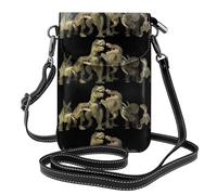 Yugtaee Small Cell Phone Purse 7.6x4.9in Dinosaurs Theme Printed Leather Crossbody Flap Phone Case For Women, Perfect For Walking, Camping
