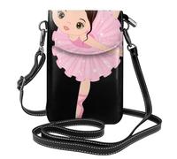 Yugtaee Small Cell Phone Purse 7.6x4.9in Little Ballerina Dancing Girl Printed Leather Crossbody Flap Phone Case For Women, Perfect For Walking, Camping
