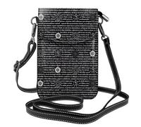 Yugtaee Small Cell Phone Purse 7.6x4.9in Supernatural Inspiration Printed Leather Crossbody Flap Phone Case For Women, Perfect For Walking, Camping Black