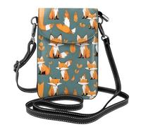 Yugtaee Small Cell Phone Purse 7.6x4.9in Yellow Fox Printed Leather Crossbody Flap Phone Case For Women, Perfect For Walking, Camping