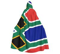 Yugtaee South Africa Flag Printed Halloween Adult Hooded Cape Cloak For Role-Playing, Stage Costumes, Parties Easy Care