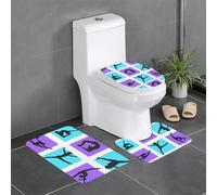 YUGTAEE Three-piece floor mat set Gymnastics Game Printing water-absorbent and non-slip for bathrooms toilets and kitchens
