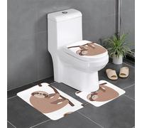 YUGTAEE Three-piece floor mat set Sloth Printing water-absorbent and non-slip for bathrooms toilets and kitchens
