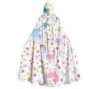 Yugtaee Unicorns Pink Printed Halloween Adult Hooded Cape Cloak For Role-Playing, Stage Costumes, Parties Easy Care