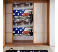 YUGTAEE US Military Soldiers Patriotic Memorial Day Picture Curtain two Pieces Spliced 34x56in Fabric curtains, room dividers for Hanging Between Rooms, at Doorways