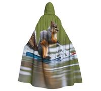 YUGTAEE Water Skiing Fox Squirrel Printed Halloween Adult Hooded Cape Cloak For Role-Playing, Stage Costumes, Parties Easy Care