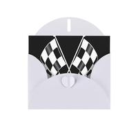 YUGTAEE White Greeting Card Black White Formula Checkered Flags Pattern Printed 4x6in for Christmas, children's birthdays, Valentine's Day, wedding anniversaries, and party invitations
