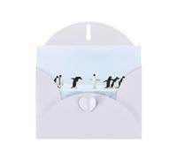 YUGTAEE White Greeting Card Penguins on the Iceberg Printed 4x6in for Christmas, children's birthdays, Valentine's Day, wedding anniversaries, and party invitations