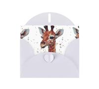 YUGTAEE White Greeting Card Stylish Animal Giraffe Printed 4x6in for Christmas, children's birthdays, Valentine's Day, wedding anniversaries, and party invitations
