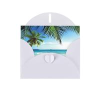 YUGTAEE White Greeting Card Tropical Palm Tree Hawaii Beach Printed 4x6in for Christmas, children's birthdays, Valentine's Day, wedding anniversaries, and party invitations