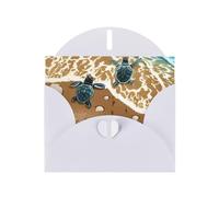 YUGTAEE White Greeting Card Turtle crawling on the beach Printed 4x6in for Christmas, children's birthdays, Valentine's Day, wedding anniversaries, and party invitations