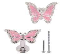 YuGtcen Butterfly Cabinet Knobs Butterfly Knobs Single Hole Pulls Handles Decorative Door Cabinet (Pink, 2pcs)