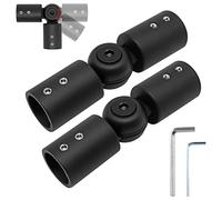YuGtcen Curtain Rods Corner Connector, 2pcs Stainless Steel Hinged Elbow Connector Adjustable Curtain Rod Corner Connector Elbow Connector (Black - 3/4inch)