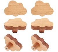 YuGtcen Wooden Cabinet Knobs, Cloud Shape Drawer Pulls Nursery Dresser Knobs Woodland Animals Wooden Knob for Crafts Handles for Furniture Cupboard Closet Door (Cloud,6pcs)