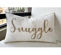 YugTex Romantic Couple Love Sentiment Embroidered Decorative Sayings Lumbar Accent Throw Pillowcase - Snuggle Phrase Decor for Wedding, Anniversary, Valentine - 12x20 Inches, Ivory