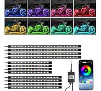 YUGUANG 12PCS Motorcycle Underglow Kit, Motorcycle Lights Underglow Kit with APP Control Multi-Color Music Sync Waterproof RGB Under Glow for Motorcycles