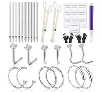 Yugui Nose Piercing Set 20G Nose Piercing Rings, Nails and 18G Piercing Needles Disposable Piercing Clamps Gloves Clean Pads Home DIY Self Body Piercing Tools Kit Supplies