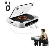 Yuguz Portable CD Player,Portable CD Player with Bluetooth and HiFi Speakers,Supports CD/AUX/USB and Repeat Modes,Rechargeable Small CD Players,for Car,Home, Office, Travel (white)