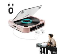 Yuguz Portable CD Player,Portable CD Player with Bluetooth and HiFi Speakers,Supports CD/AUX/USB and Repeat Modes,Rechargeable Small CD Players,for Car,Home, Office, Travel (pink)