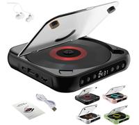 Yuguz Portable CD Player with Bluetooth, Rechargeable Small Compact Disc Players for Home, Office, Built-In Hifi Speakers, Support CD/AUX/USB (Black)