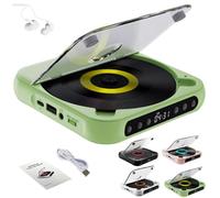 Yuguz Portable CD Player with Bluetooth, Rechargeable Small Compact Disc Players for Home, Office, Built-In Hifi Speakers, Support CD/AUX/USB (Green)