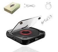 Yuguz Portable CD Player, Yuguz CD Player bluetooth, Supports CD/USB/BT and Repeat Modes, Mini Rechargeable for Home, Office, Travel (Black)