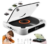 Yuguz Portable CD Player,Yuguz Portable Bluetooth-Compatible CD-Player,Portables CD Players,Rechargeable Small Compact Disc Players,Supports CD/USB/BT 5.3,Built-in Hifi Speakers (White)