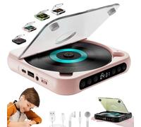 Yuguz Portable CD Player,Yuguz Portable Bluetooth-Compatible CD-Player,Portables CD Players,Rechargeable Small Compact Disc Players,Supports CD/USB/BT 5.3,Built-in Hifi Speakers (Pink)