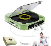 Yuguz Portable CD Player, Yuguz Portable Bluetooth-Compatible Cd-Player, Rechargeable with Speakers Headphones, Supports CD/AUX/USB for Home, Office, Travel (Green)