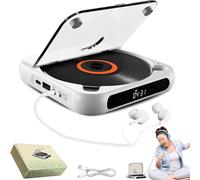 Yuguz Portable CD Player, Yuguz Portable Bluetooth-Compatible Cd-Player, Rechargeable with Speakers Headphones, Supports CD/AUX/USB for Home, Office, Travel (White)