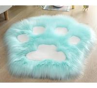 YUGWNN Bear Paws Rug Faux Sheepskin Rugs for Bedrooms，Hairy Washable Carpet，Kids Bedroom Rug,Blue And White,70x70cm/27.5x27.5in