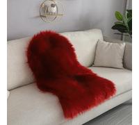 YUGWNN Faux Sheepskin Seat Covers For Chairs ,Faux Fur Seat Pads Cushion, Faux Fur Area Rugs,Shaggy Fluffy Rug,Wine Red,60x90cm/23.6x35.4in