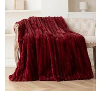 YUGWNN Imitation rabbit fur thick corduroy Throw Blanket,Fluffy Fleece Blanket,Blanket For Bed,Faux Fur Blanket,Warm Blanket Wine red 130X160cm/51.2X63in