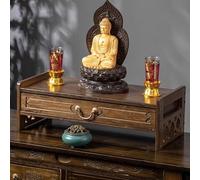 YUGXTH Altar Table with Storage, Meditation Shrine Buddhist Altar Table, Natural Bamboo Puja Tables, Buddhist Altars Cabinet, Shrine Prayer Stand Riser, Home Decor(52cm/20.4in)
