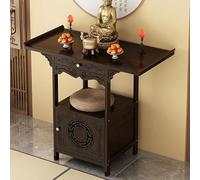 YUGXTH Bamboo Meditation Altar Table, Pooja Cabinet with Storage, Stand Meditation Prayer Table, Altar Cabinet for Relaxation, Prayers, Divination, Worship(66cm/26in)