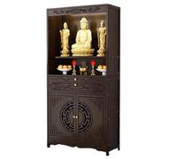 YUGXTH Meditation Altar Table, Bamboo Puja Table with Storage, Offering Table for Home, Chinese Buddha Niche Cabinet, Buddhist Prayer Table, for Relaxation, Prayers, Divination(52cm/20.4in)
