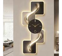 YUGXTH Modern Abstract Geometric Clock, 3D Decorative Wall Clocks Entrance Foyer Decorative Painting, for Living Room Bedroom Study Hotel Decor(C,19.7x47.2in)